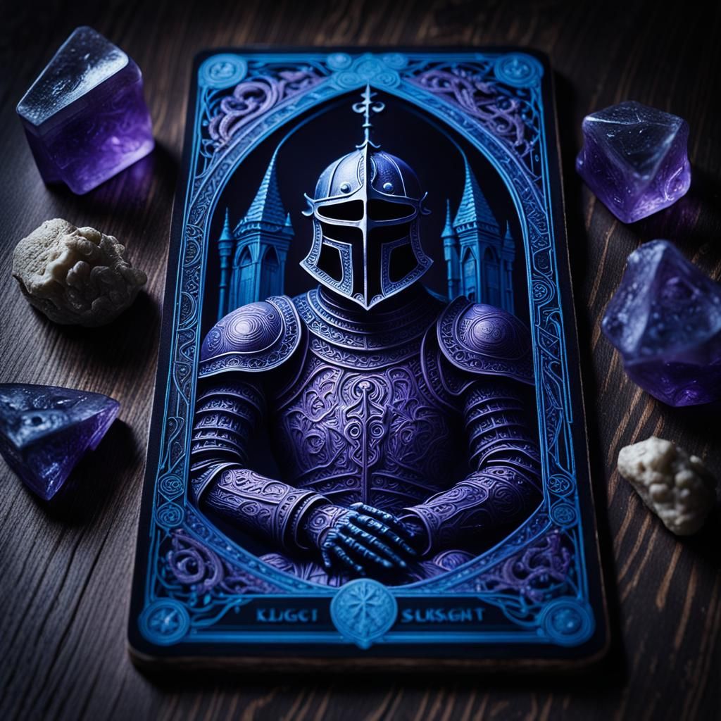 Mystical Knight Tarot Card in Surreal Biomechanical Art