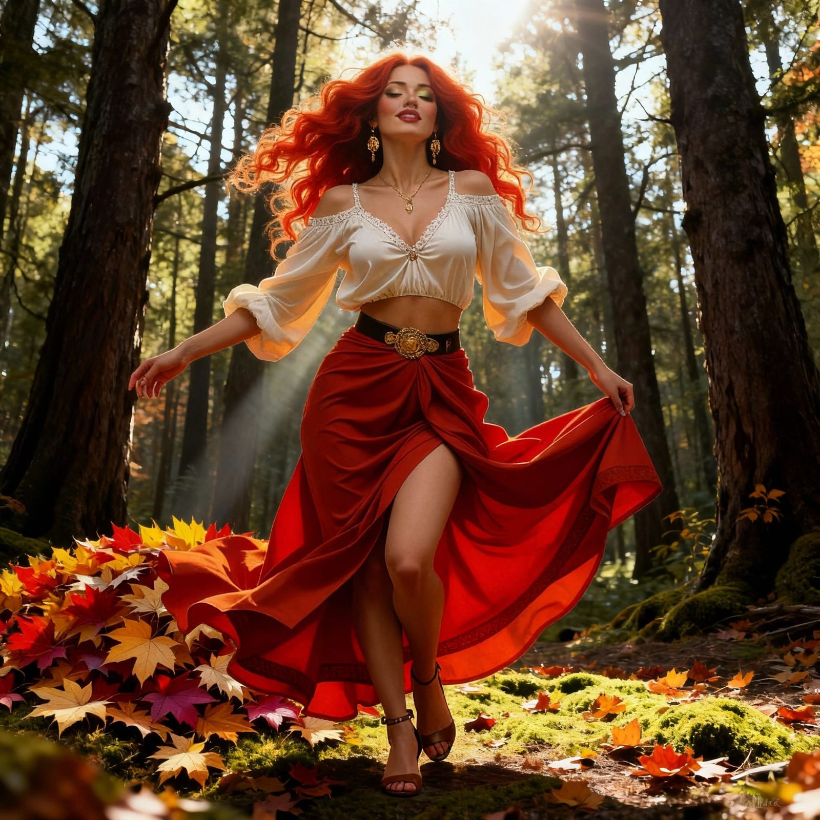 Vibrant Autumn Leaves Falling Gently