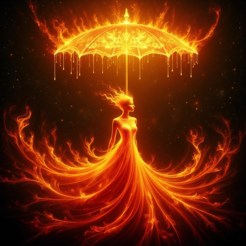 Golden Flame Goddess in Cosmic Dance