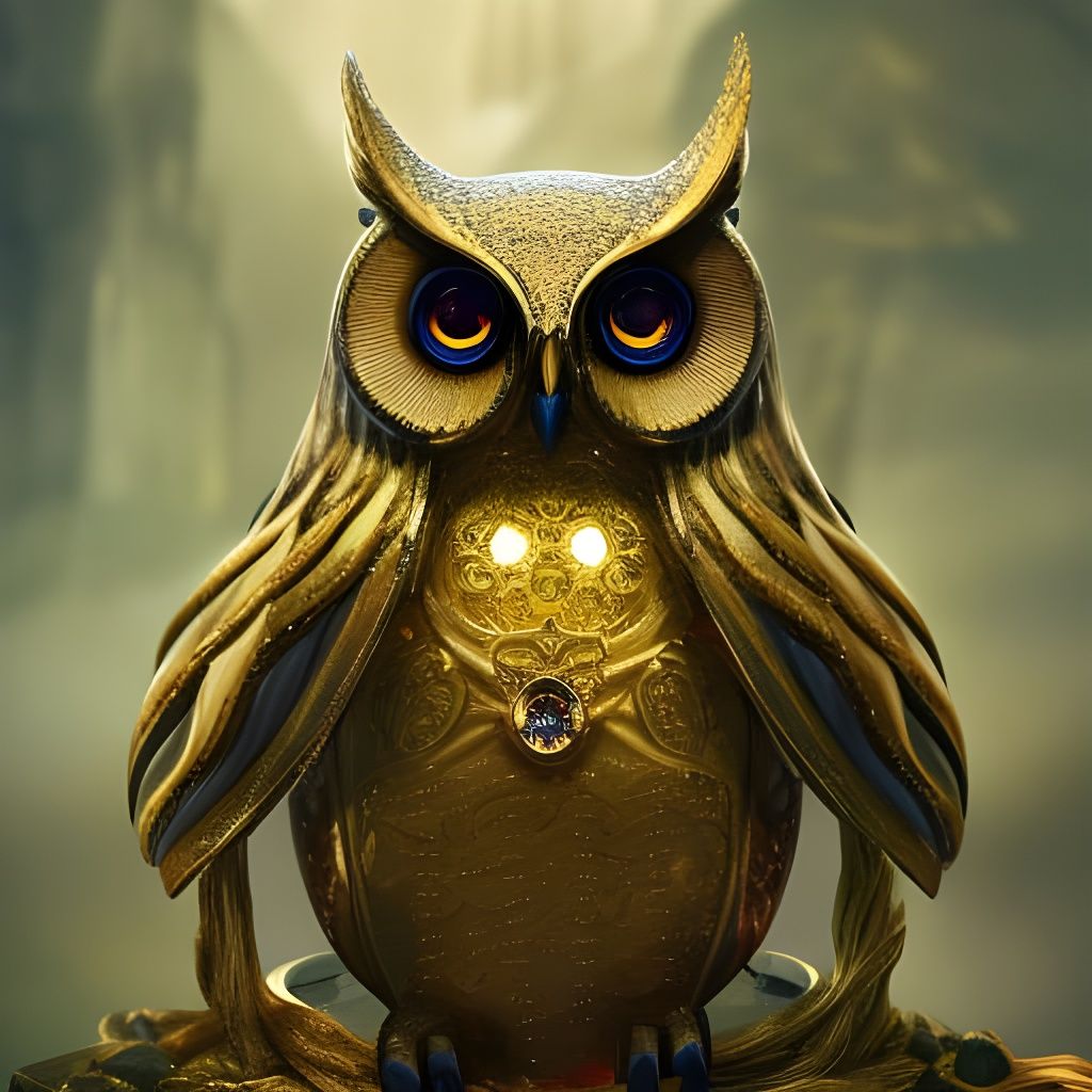 Solid Gold Owl Figurine