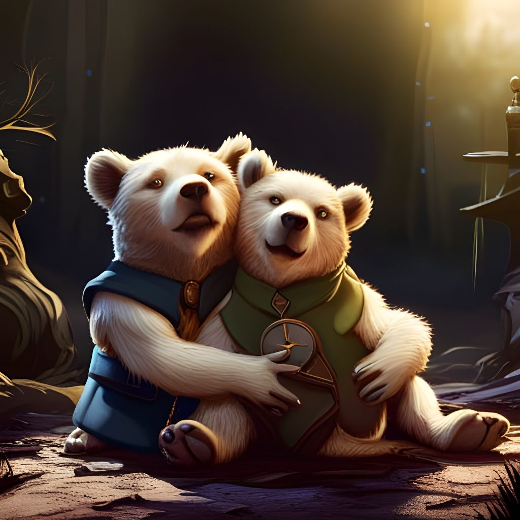 Joyful Bear Hug: Detailed Matte Painting