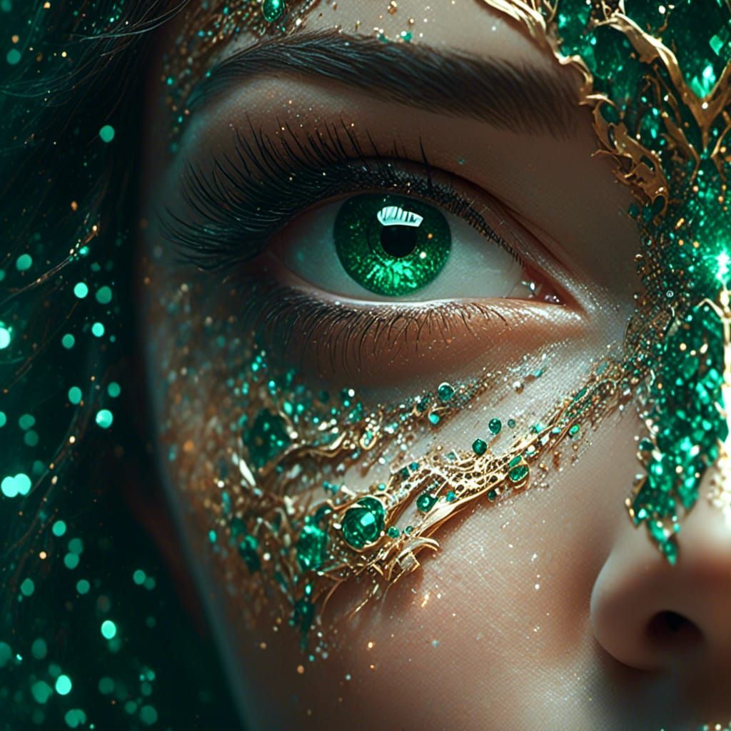 Emerald Green Eyes: Hyper-Realistic Digital Portrait