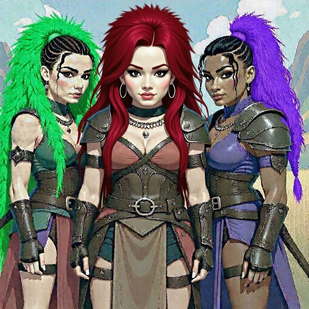 Warrior Women with Unique Hairstyles