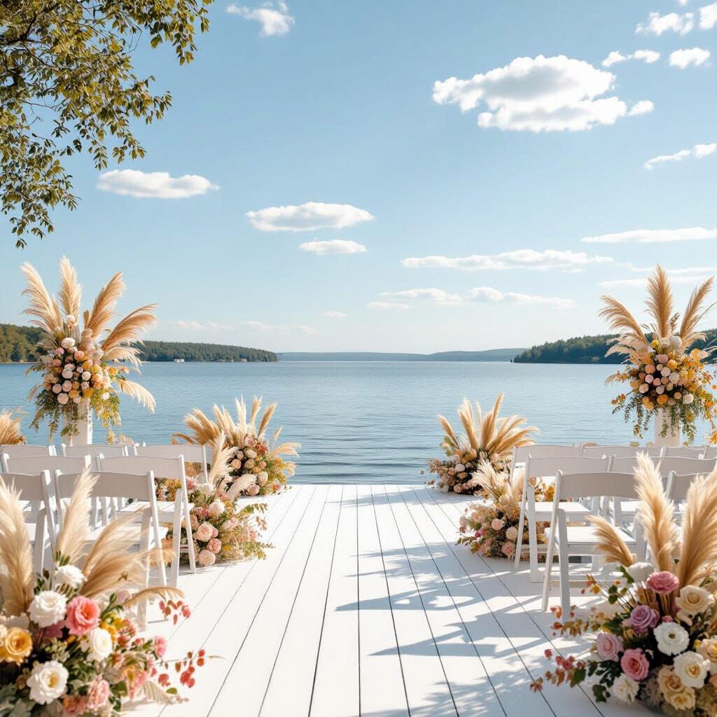 Dreamy Waterfront Wedding Ceremony in Bohemian Style