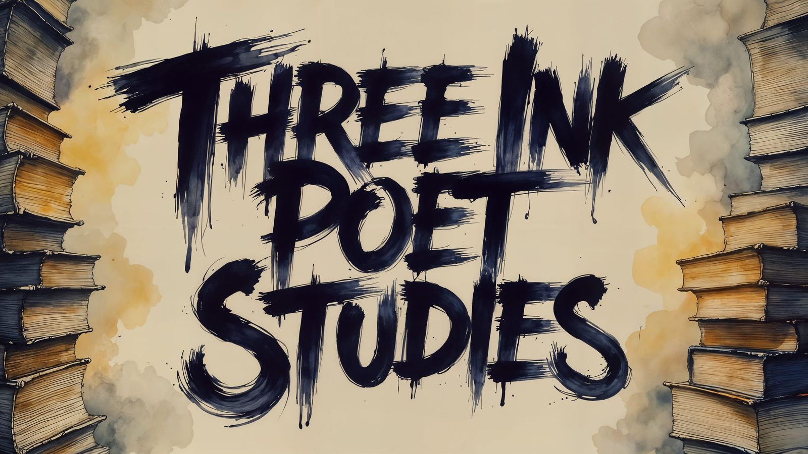 Abstract Ink Illustration: Poet Studies in Indigo and Charco...