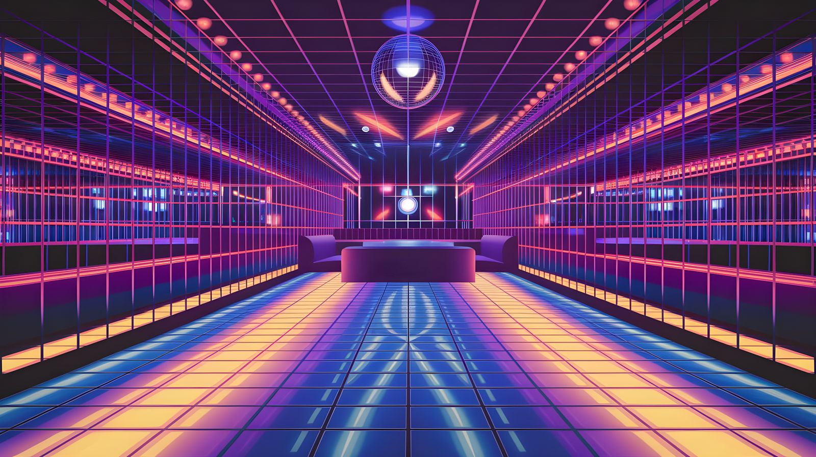 Vibrant 1970s Nightclub in Neon Digital Art