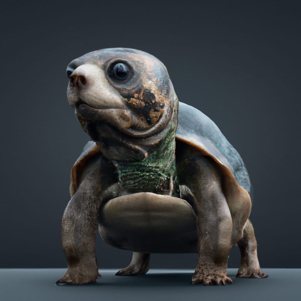 Photorealistic Turtle-Dog Hybrid Concept Art