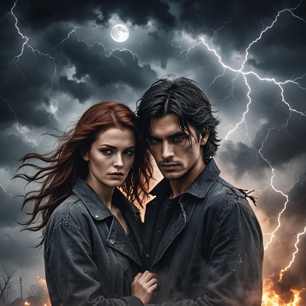 Hugging Under a Paranormal Moon in Airbrush Art