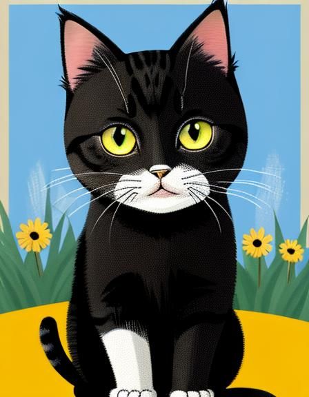 Cartoon Cat in Harold Gray Comic Style