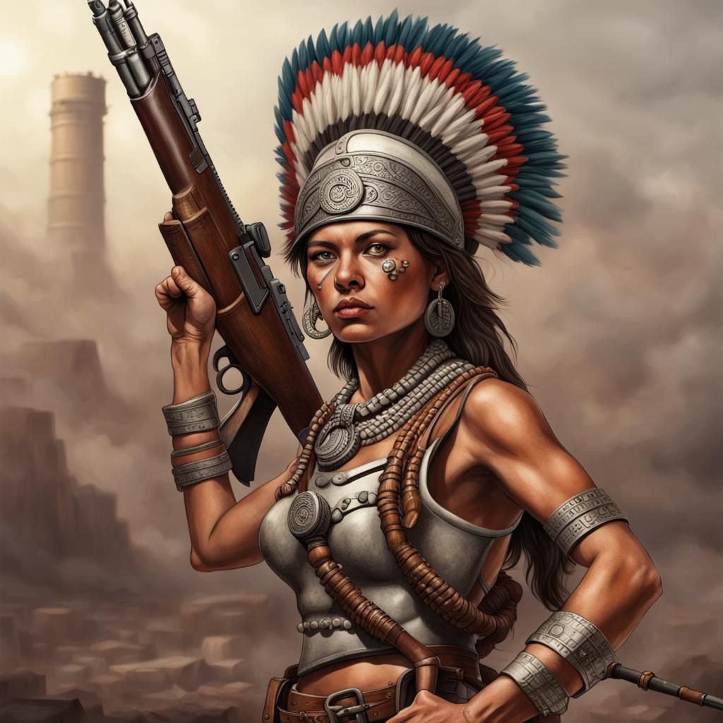 Aztec Minuteman Woman in the Industrial Age
