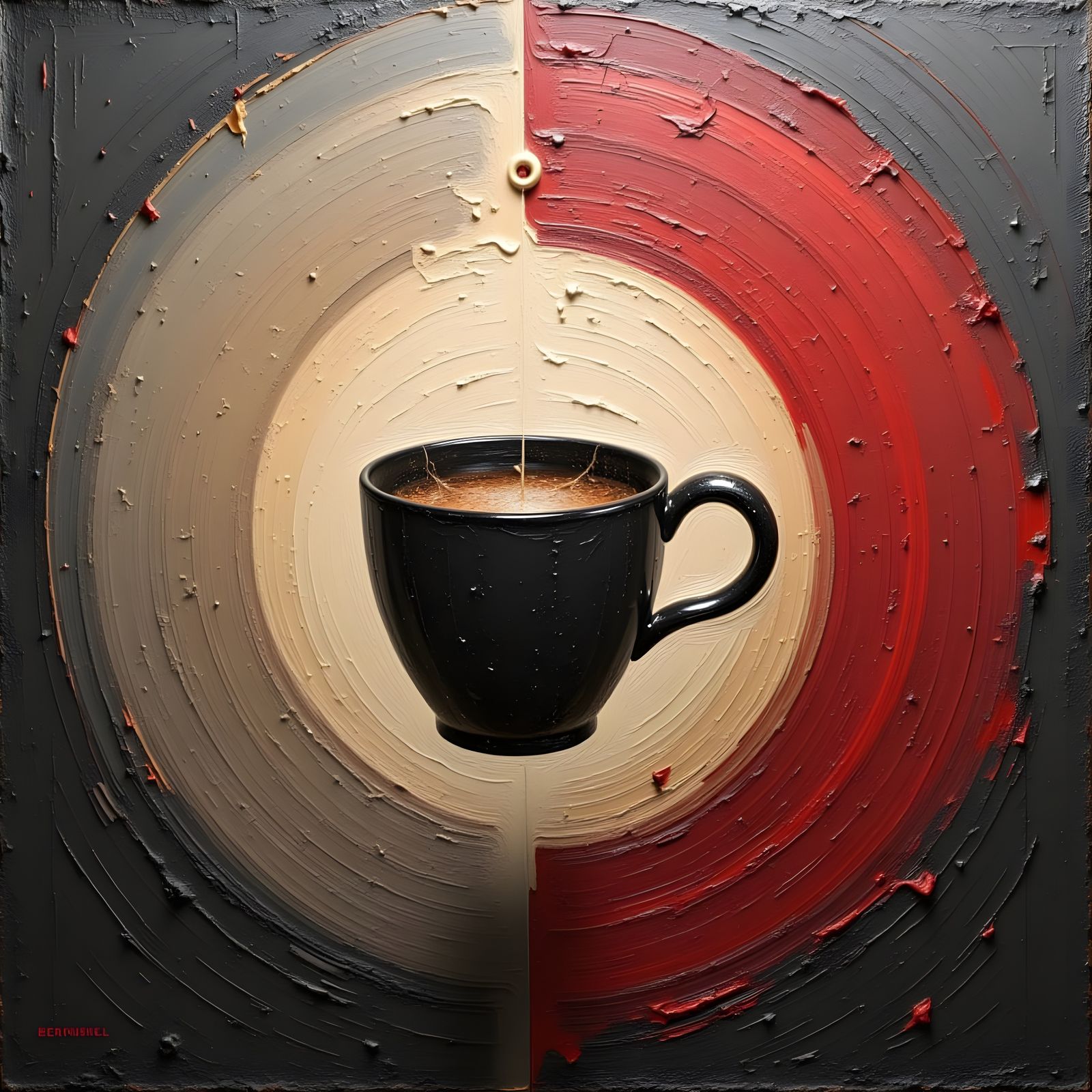 Coffee Cup in Space as Abstract Expressionism