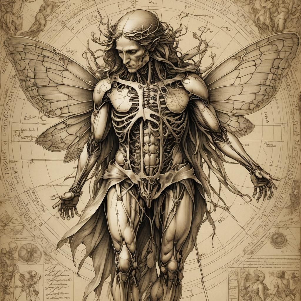Renaissance-Style Fairy Anatomy Illustration
