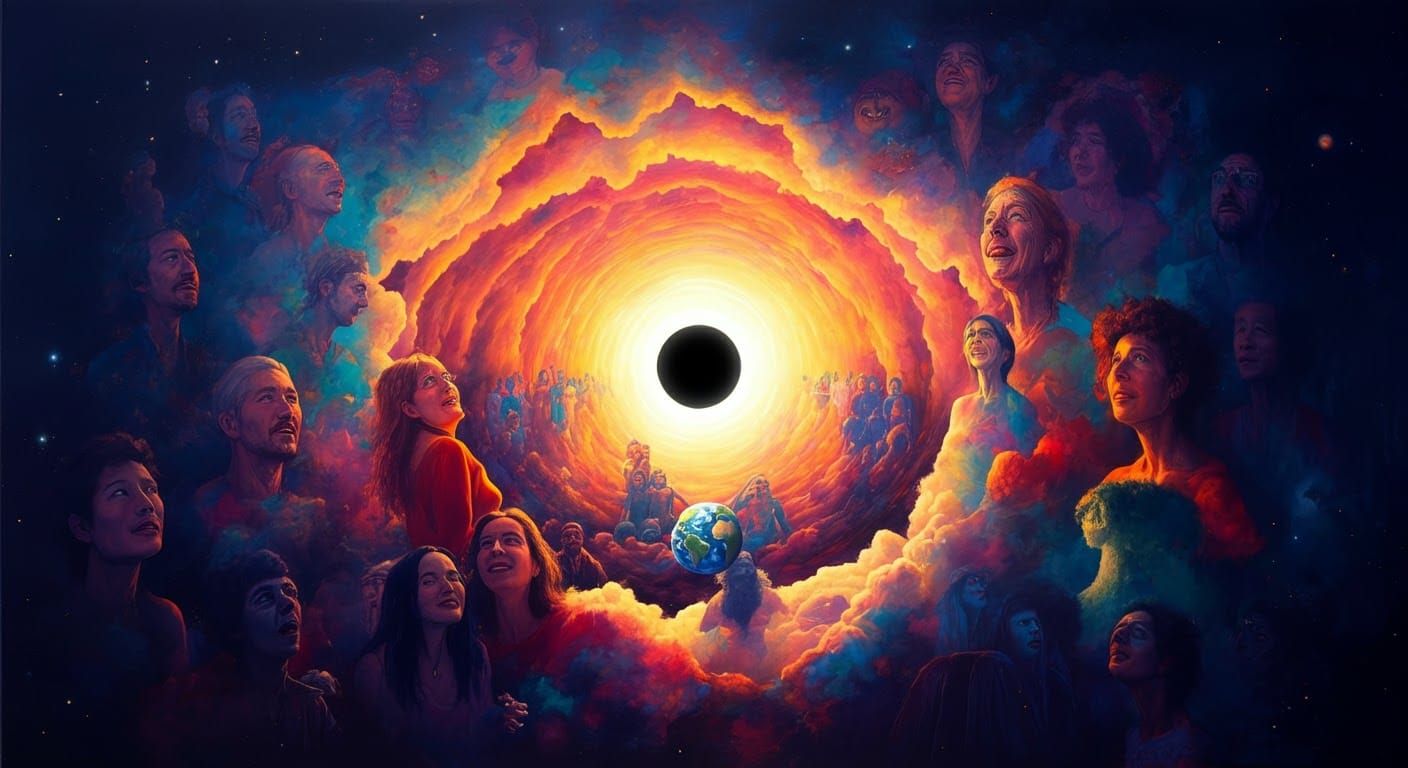 Earth Enters Cosmic Bliss as Iridescent Clouds Swirl through...