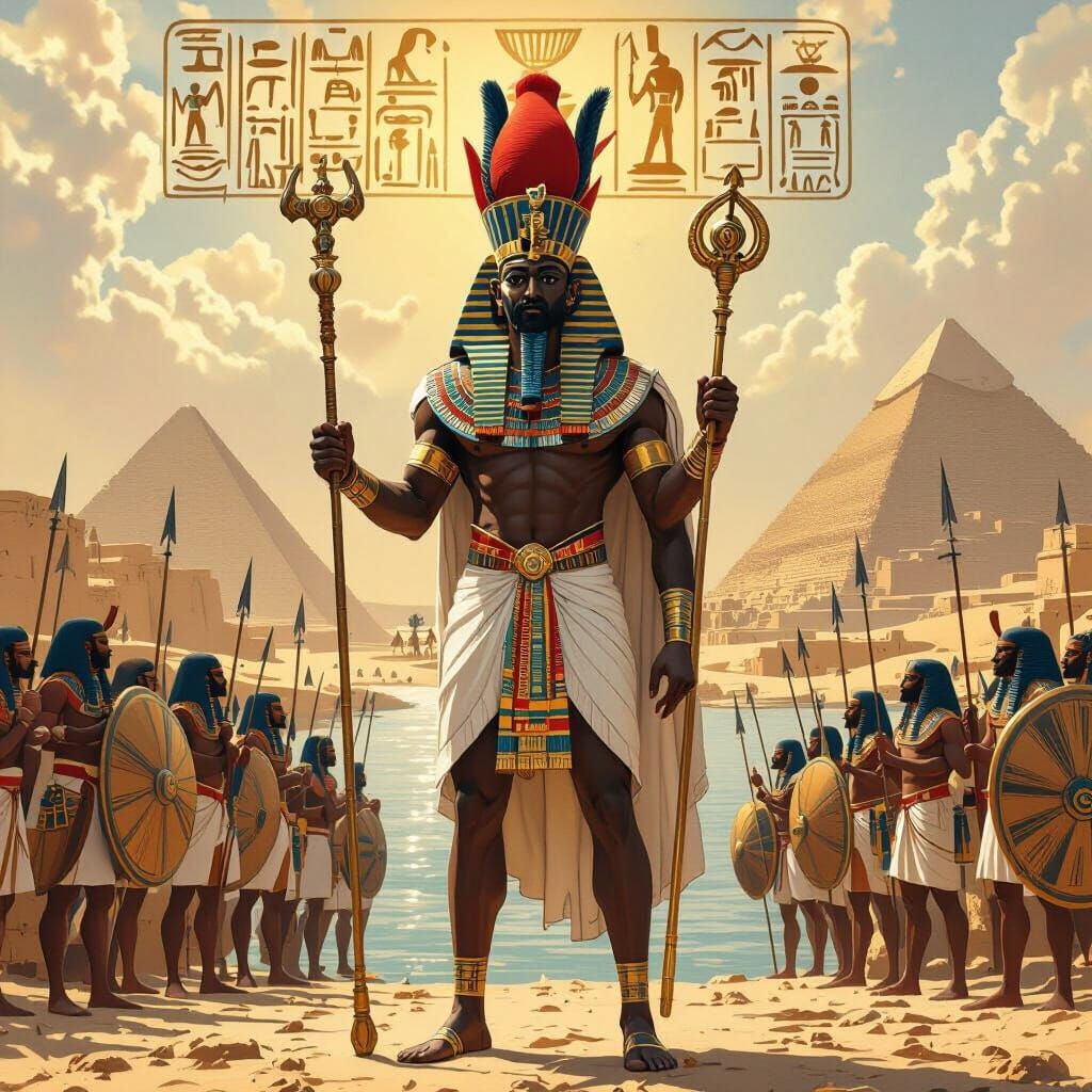 King Narmer, Unifier of Egypt, in Egyptian Style