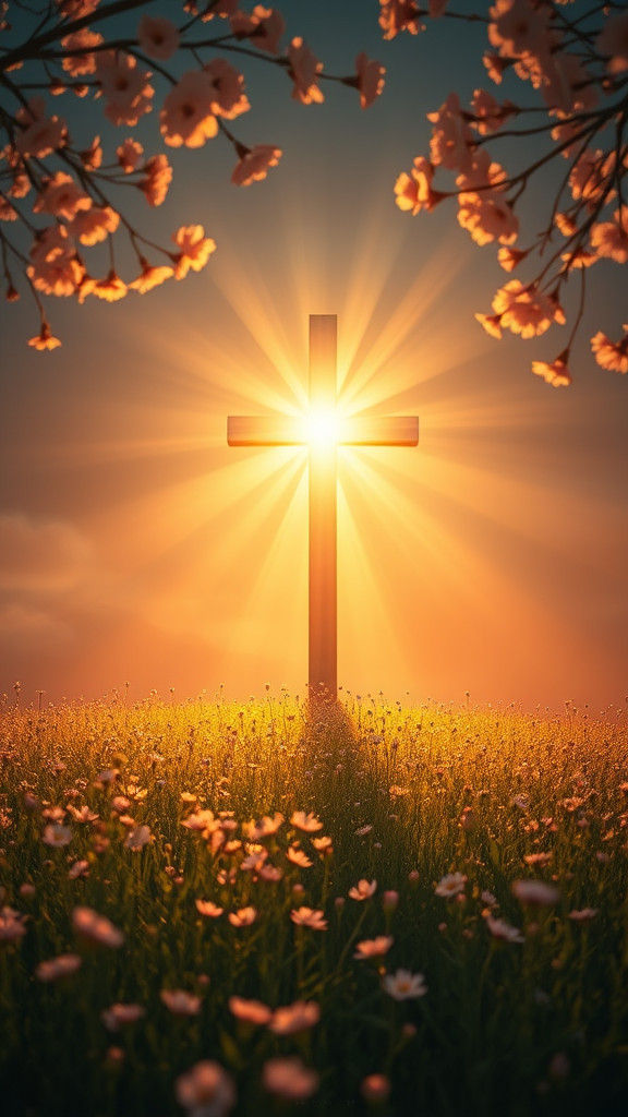 Radiant Cross in a Flower Field