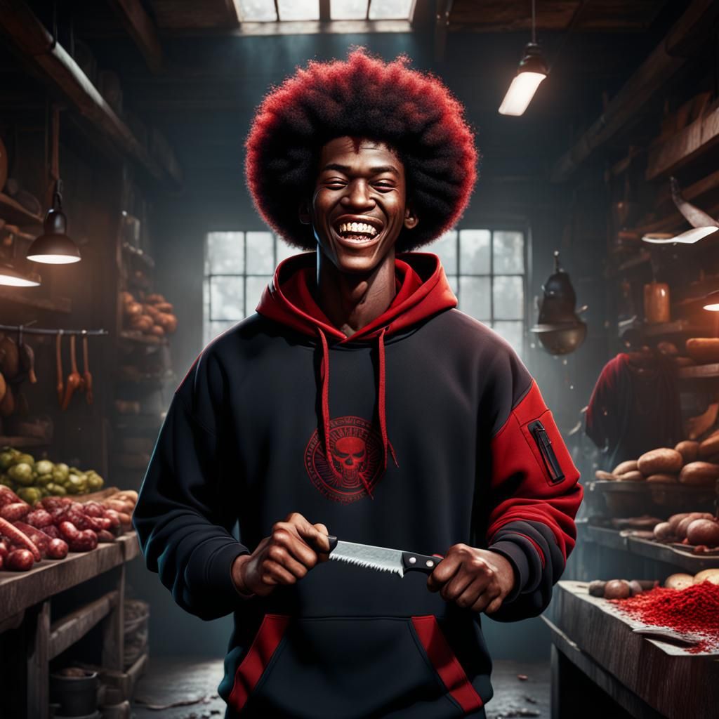 Teenage Boy with Knife: Detailed Matte Painting