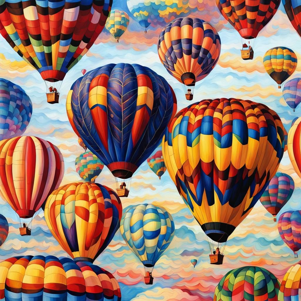 Hyperdetailed Hot Air Balloons Digital Painting