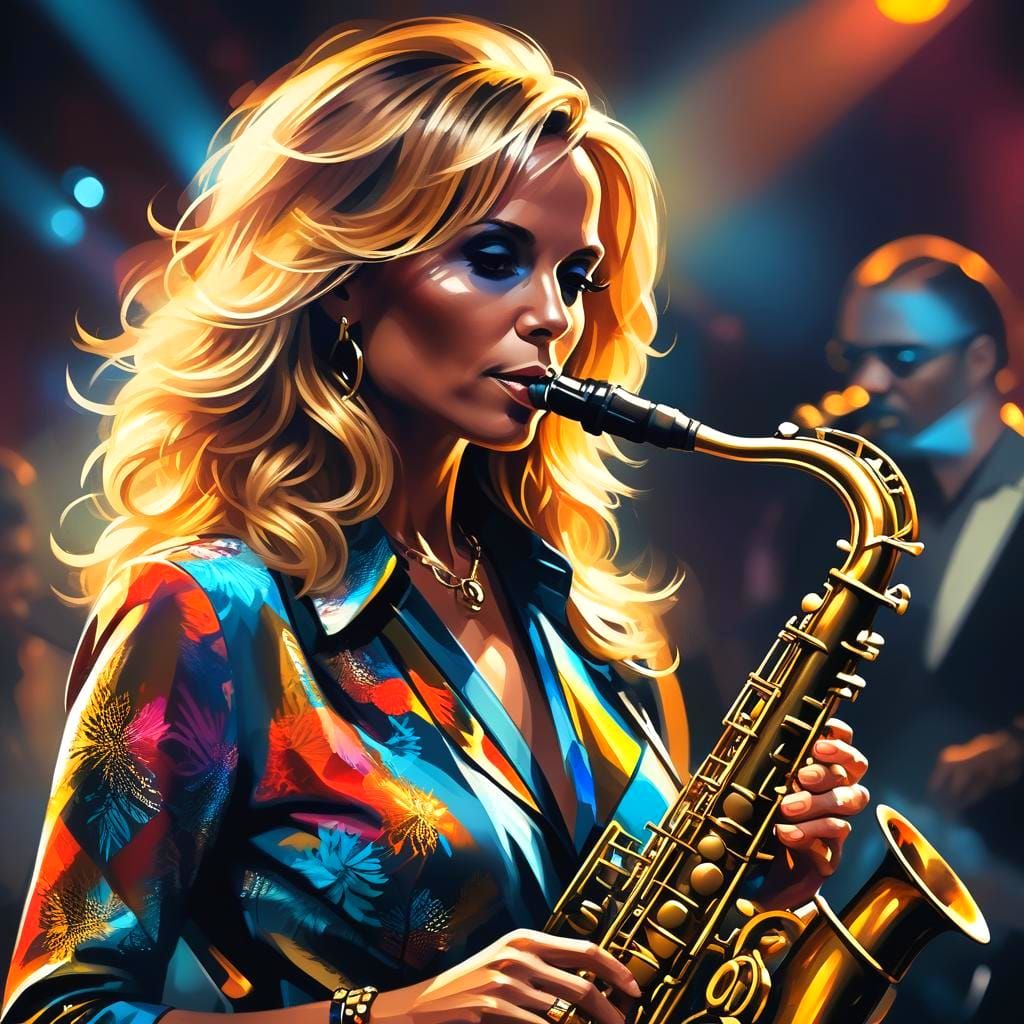 Detailed Portrait of Saxophonist in Artgerm Style