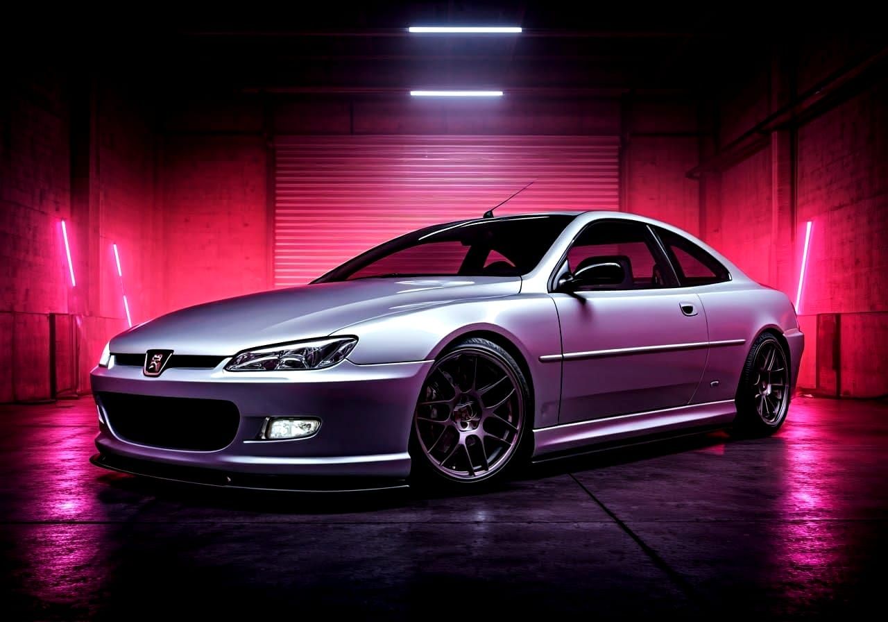 Photorealistic Peugeot 406 Coupé in Red Garage