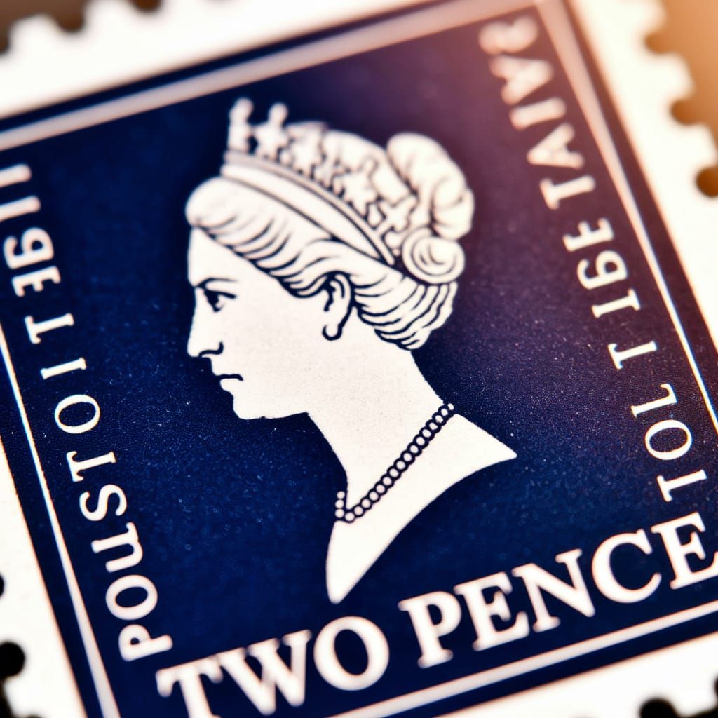 Elegant Victorian Stamp in Deep Blue