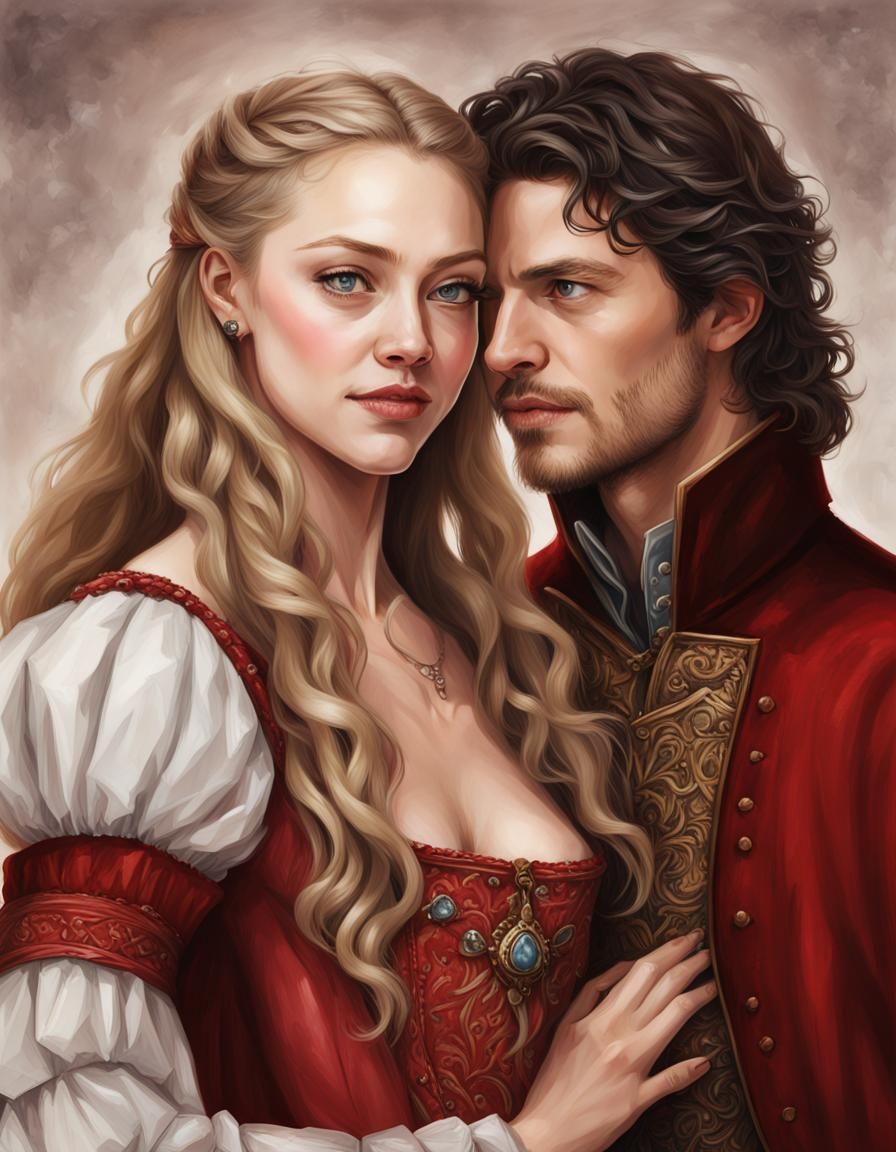 Realistic Portrait of Couple in Medieval Christmas Style
