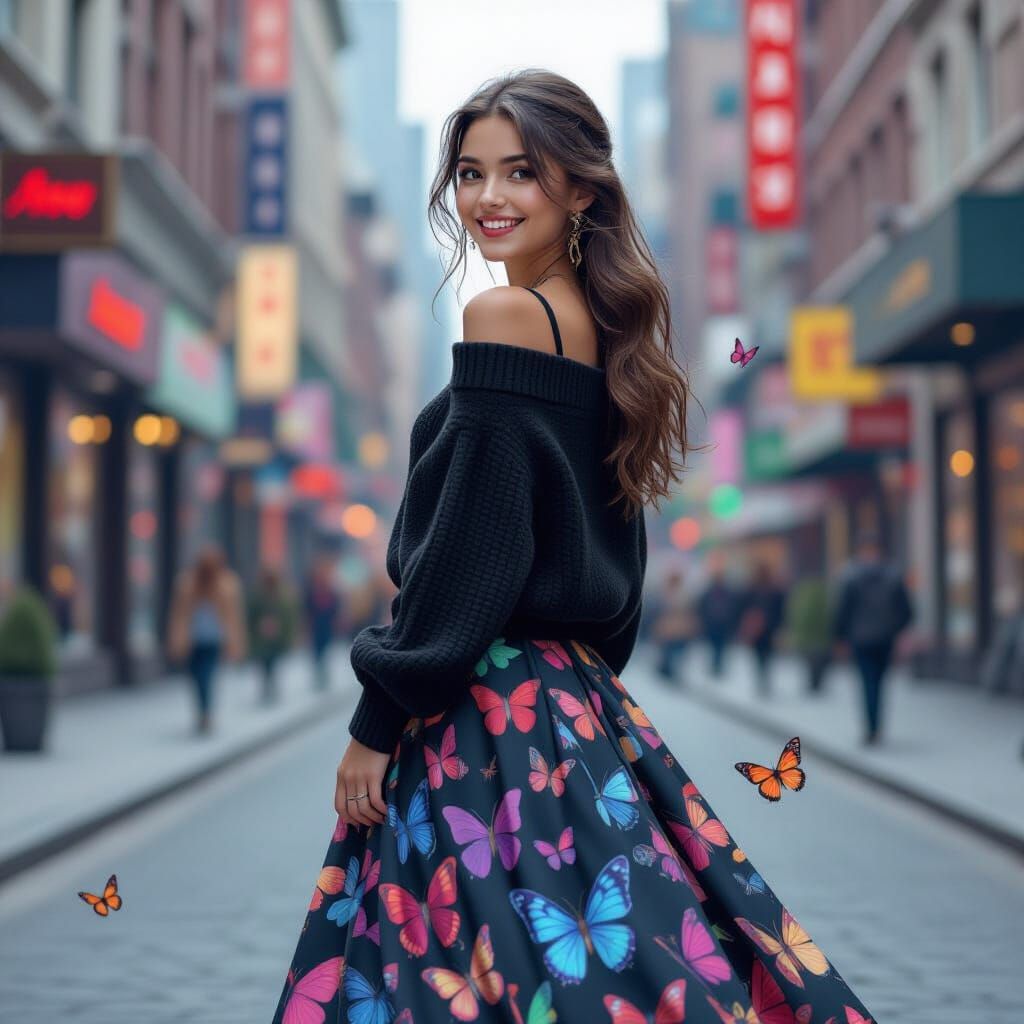 Butterfly Girl in Cityscape: Fantasy Concept Art