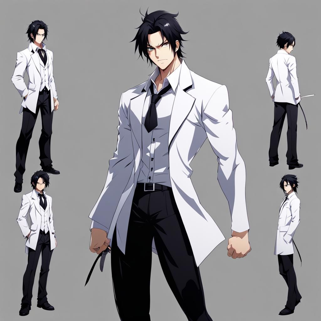 Anime Character Sheet: Male with Long Black Hair