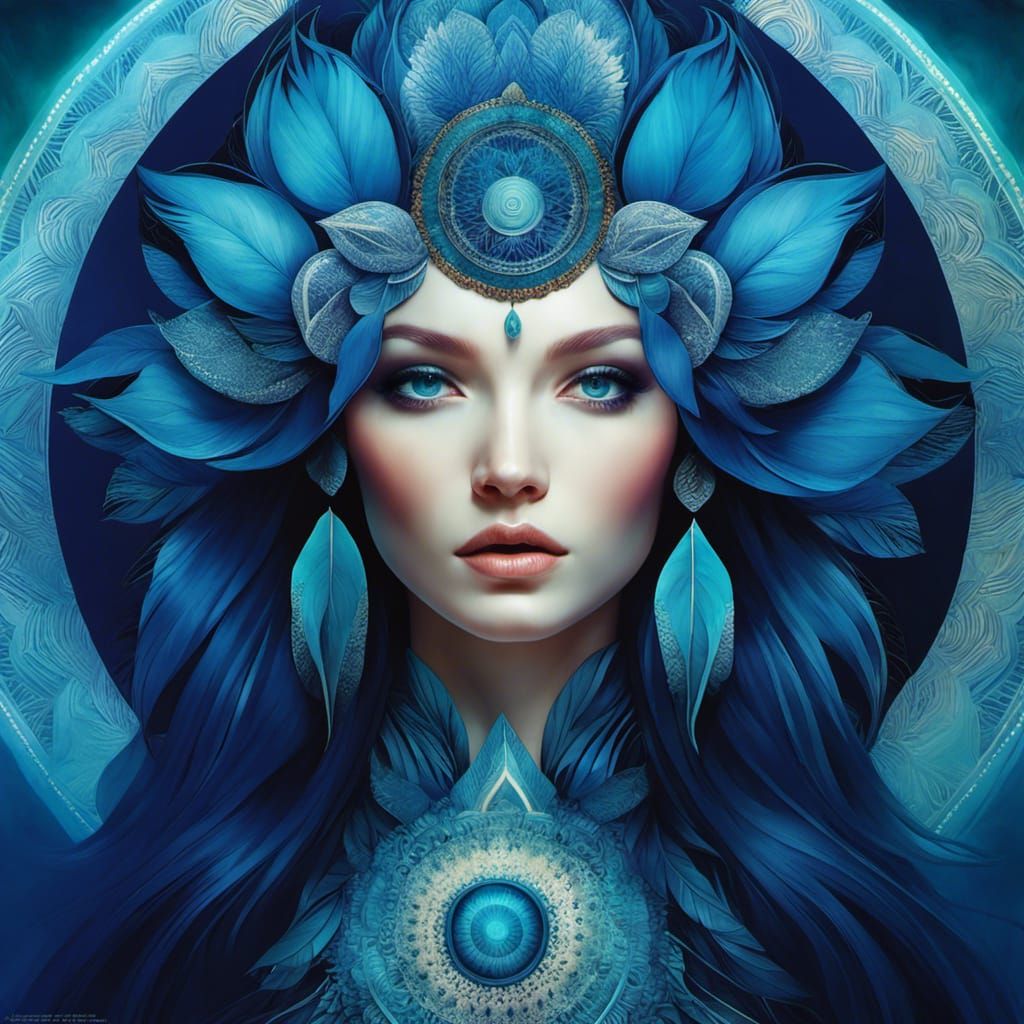 Vibrant Mandala in Indigo, Teal, and Blue