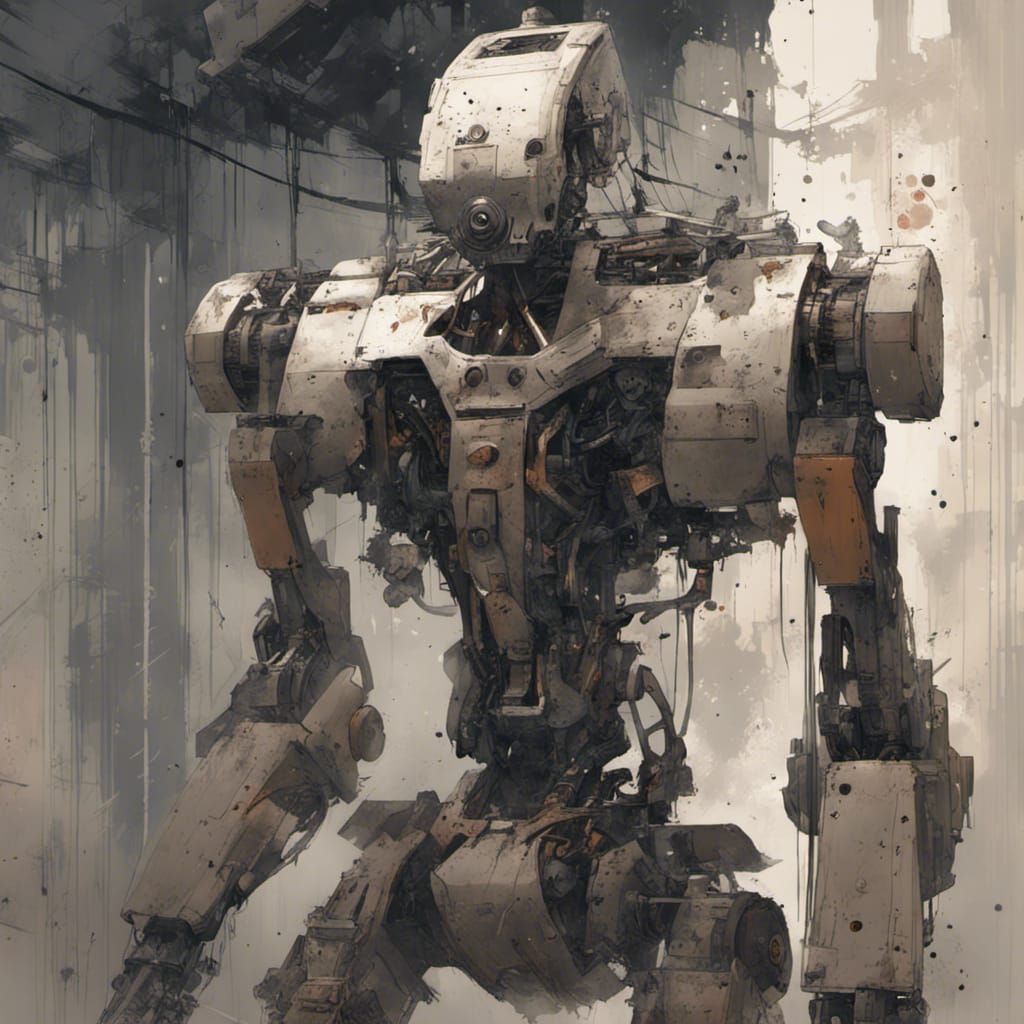 Robotic Gandhi: A Creepy Sci-Fi Horror Portrait