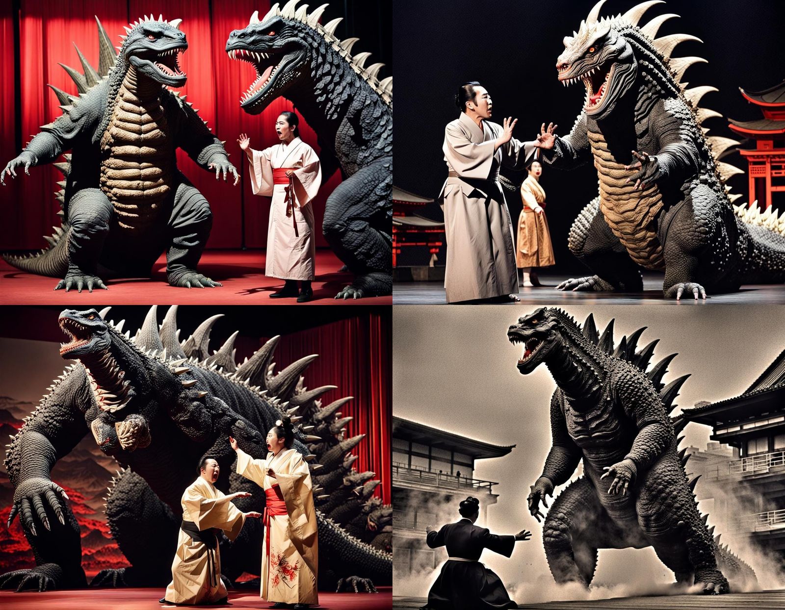 Godzilla and King Ghidora Disrupt Japanese Opera