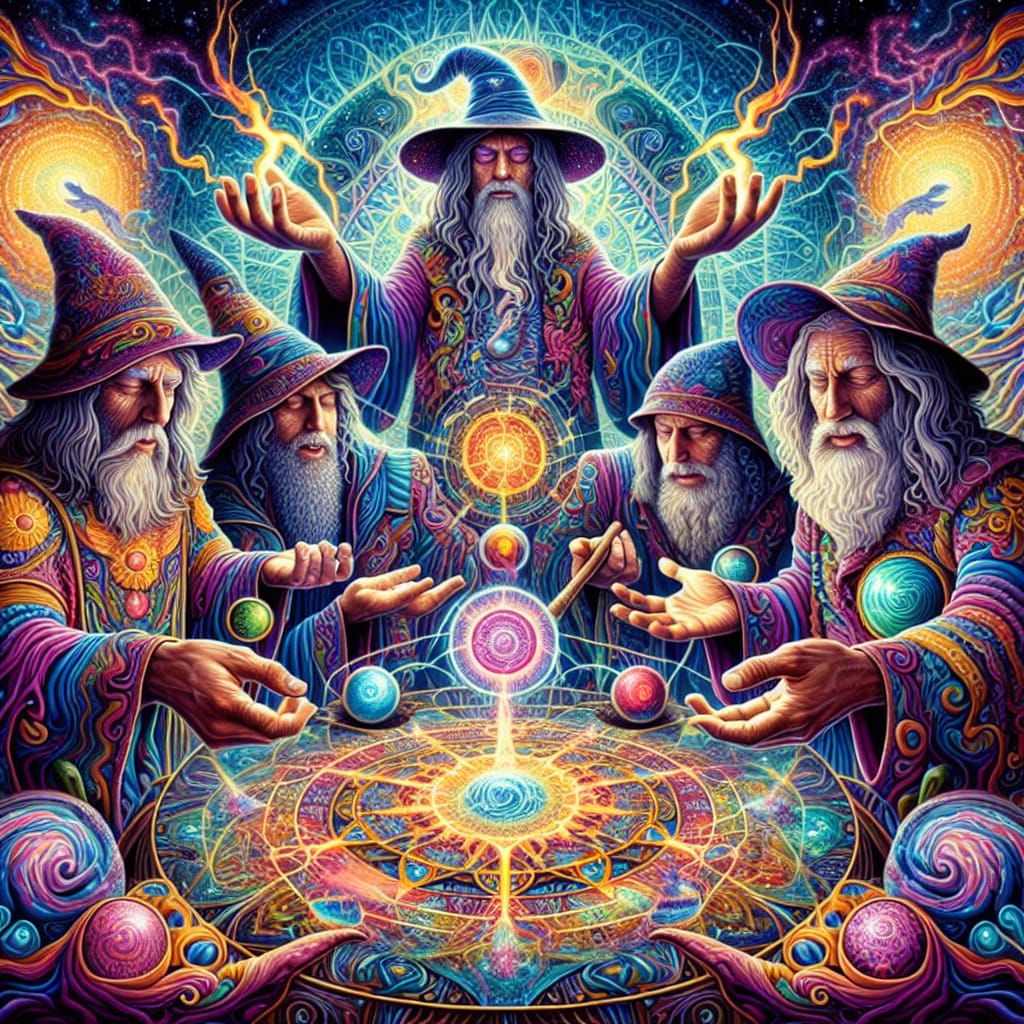 Psychedelic Wizards Invoking Cosmic Energies