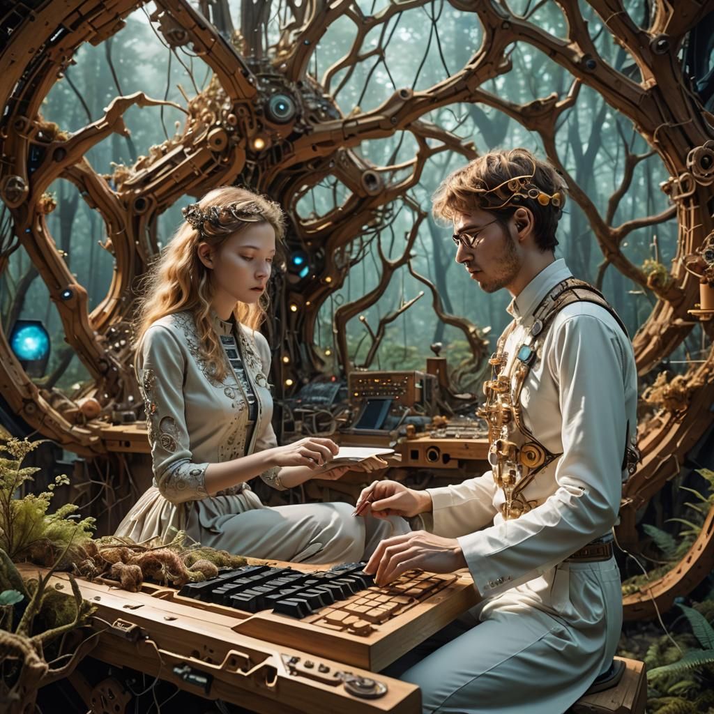 Surreal Starship Poetry Composition in Glass Forest