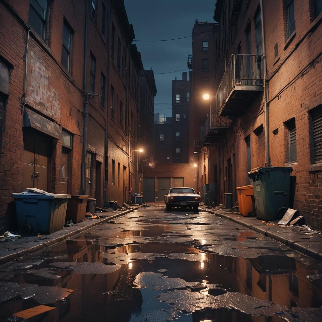 Night Alley Cinematic Film Still in Unreal Engine
