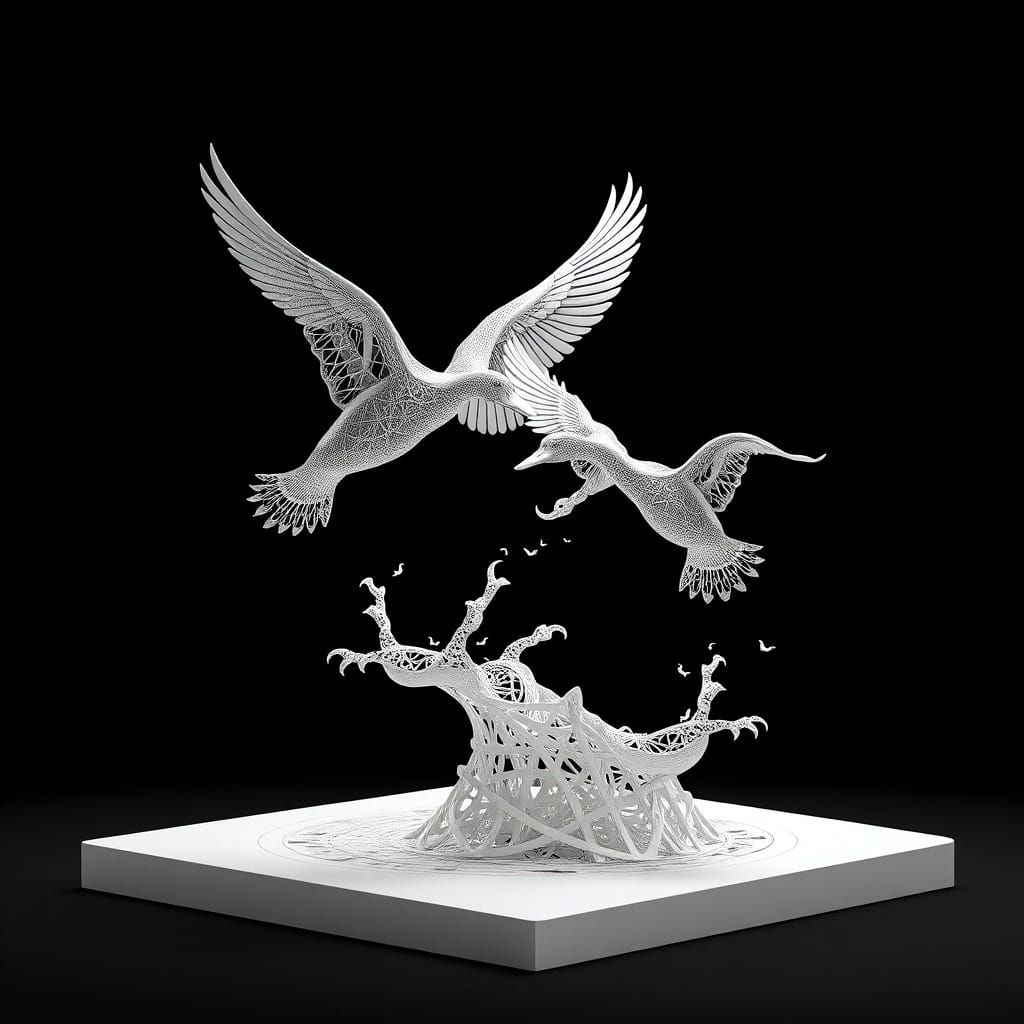 Ducks in Flight Abstract Sculpture