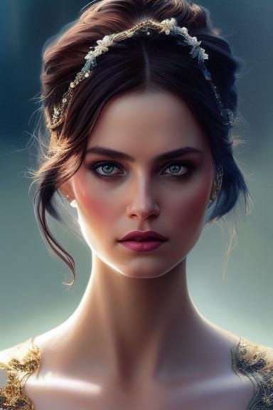Hyperrealistic Princess Belle Portrait in Dramatic Lighting