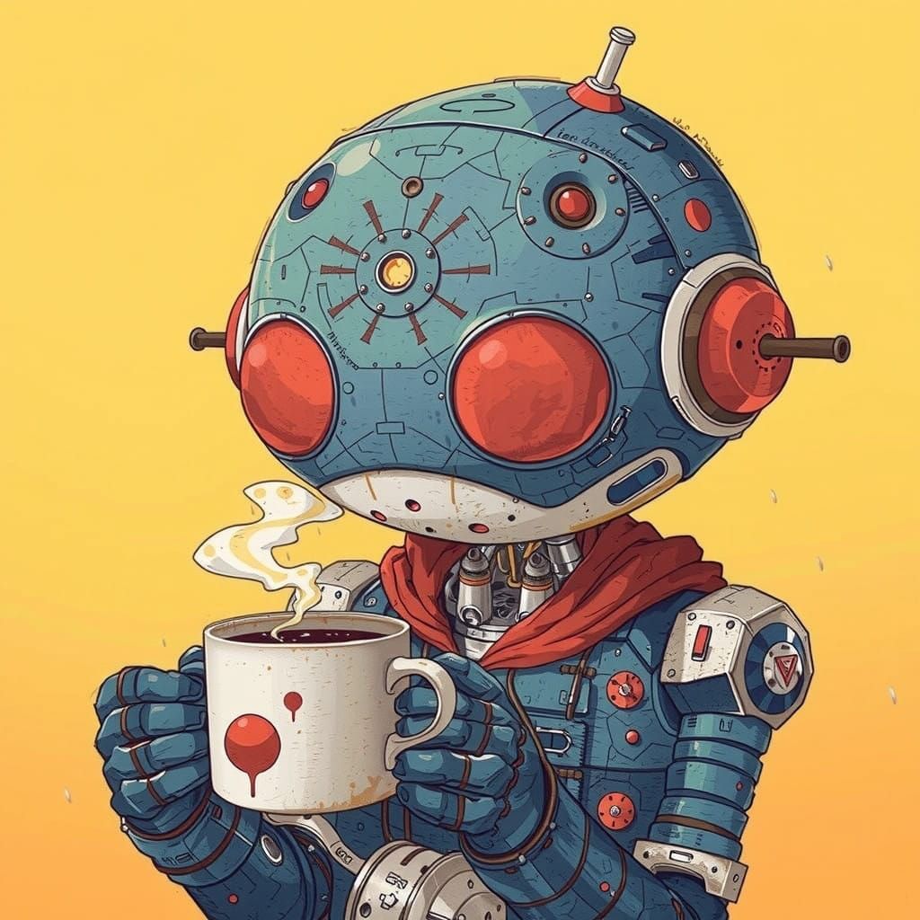 Android in Rainy Cyberpunk Cityscape