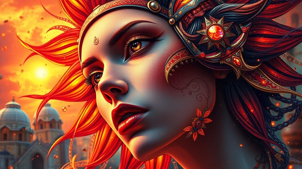 Surreal Goddess Radiates in Vibrant Solaria Excessivism