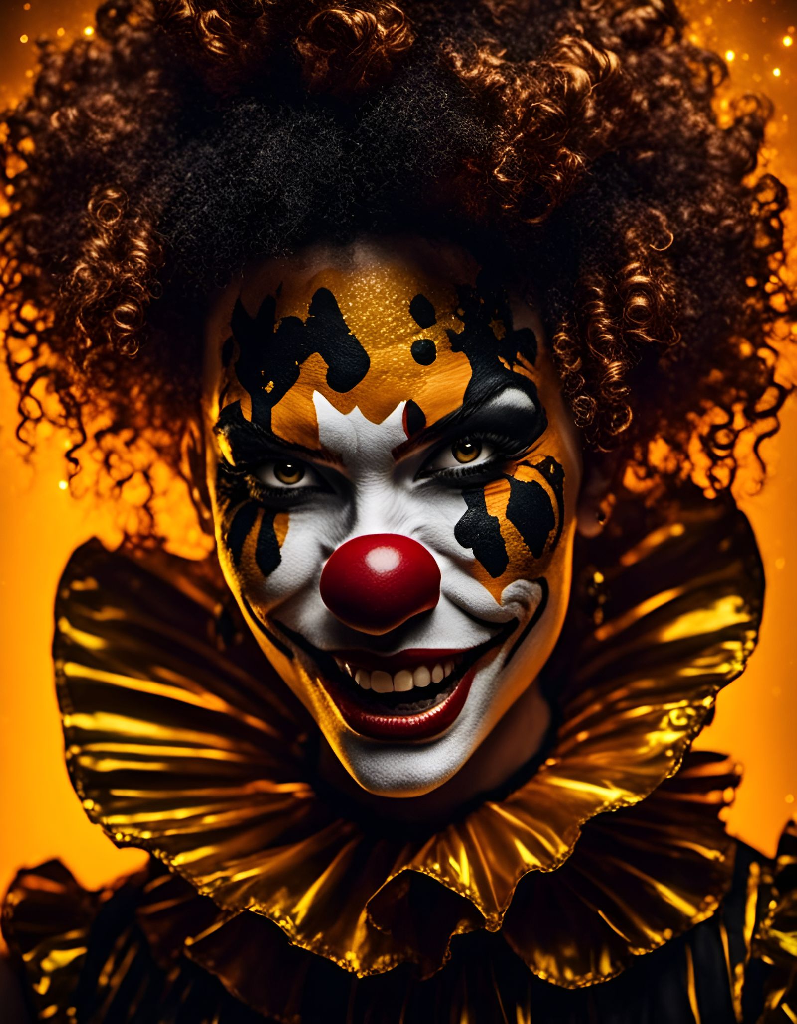 Radiant Hollow Clown Portrait in Hyperreal Style