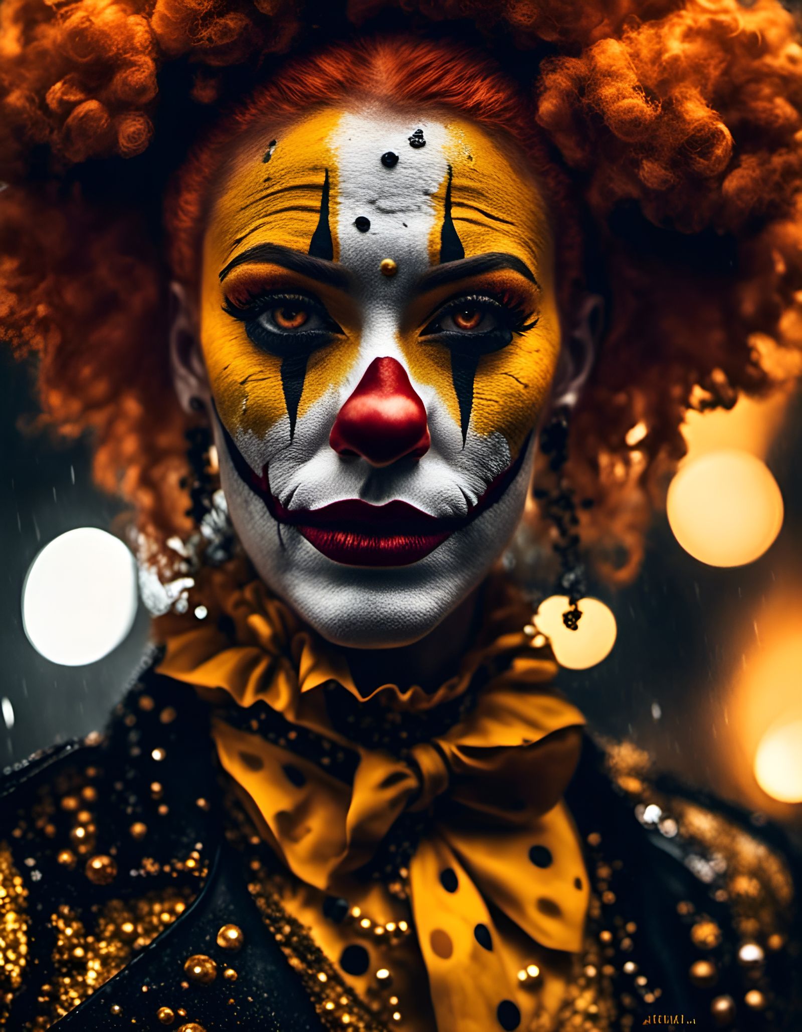 Radiant Hollow Clown Portrait in Hyperreal Style