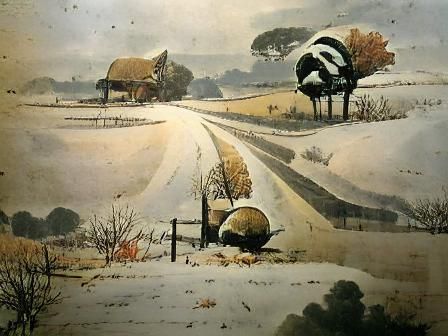 Idyllic Winter Landscape in Watercolor Style