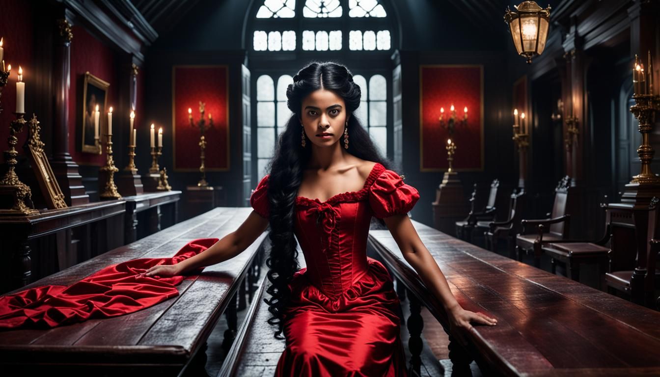 Young Woman in Colonial Brazil, Dark Fantasy Art