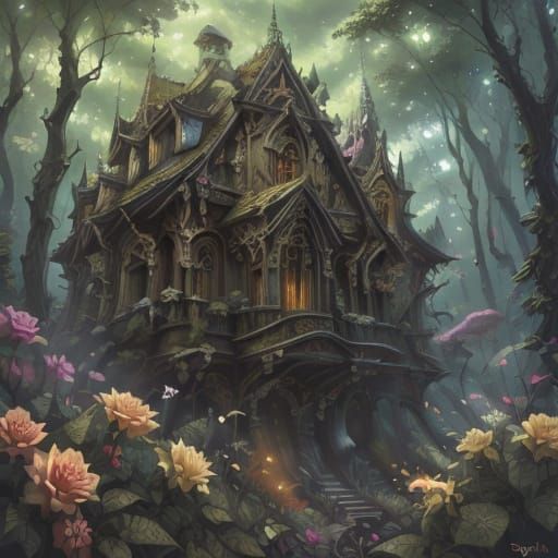 Whimsical Fairies of Flowers and Gears in Ethereal Forest