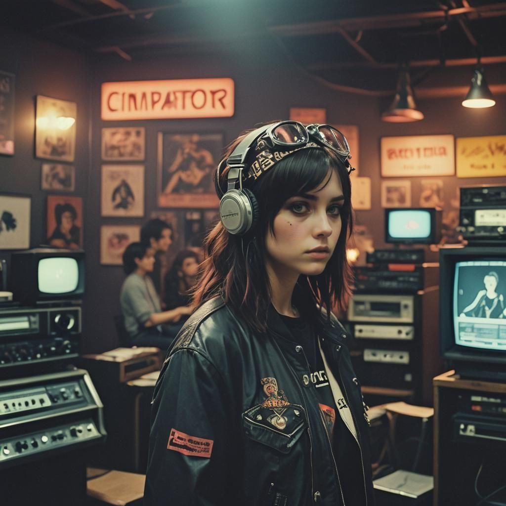 Girl in Emo 2000s Style Cinematic Still