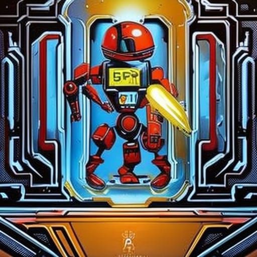 Robot Holding Sign in Graffiti Art Style