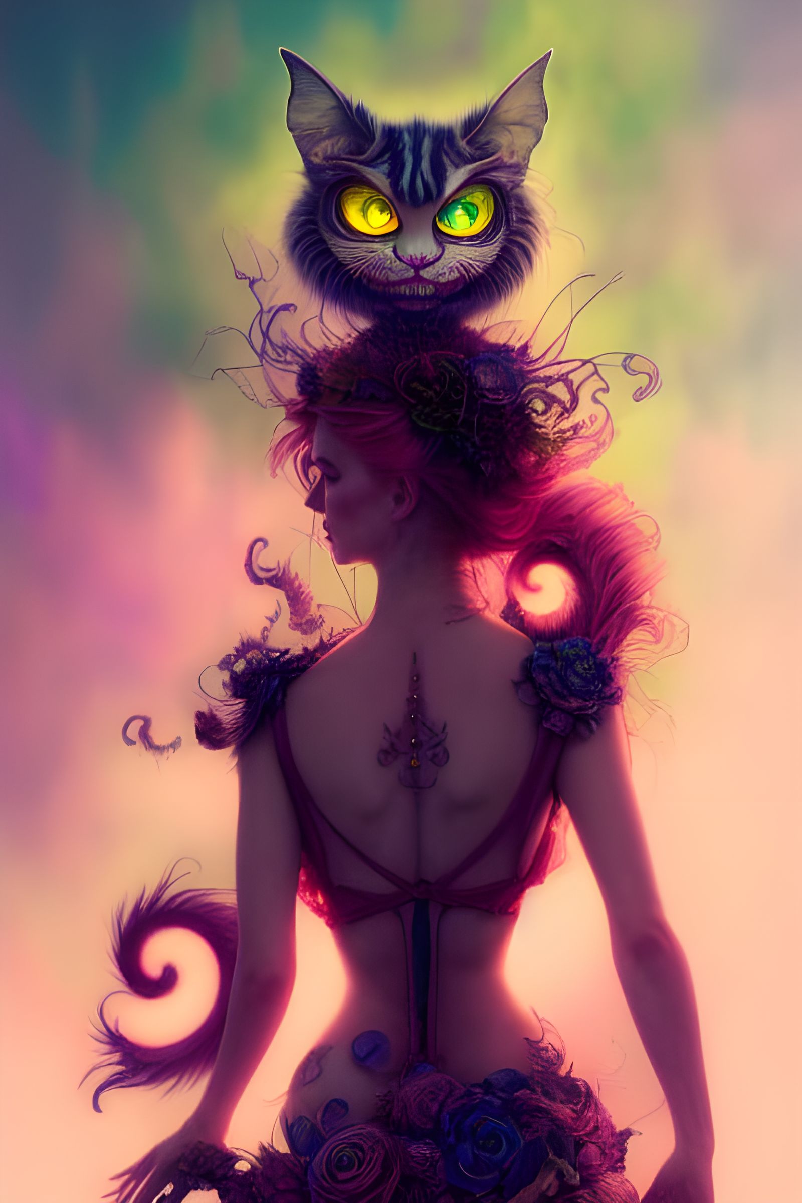 Fractal Cheshire Cat in Digital Art Style