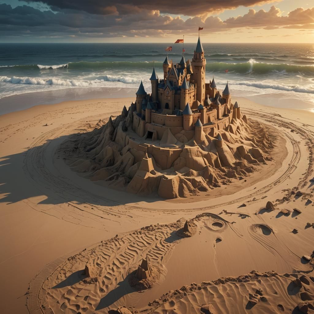 Sandcastle Destruction: Epic Cinematic Beach Scene