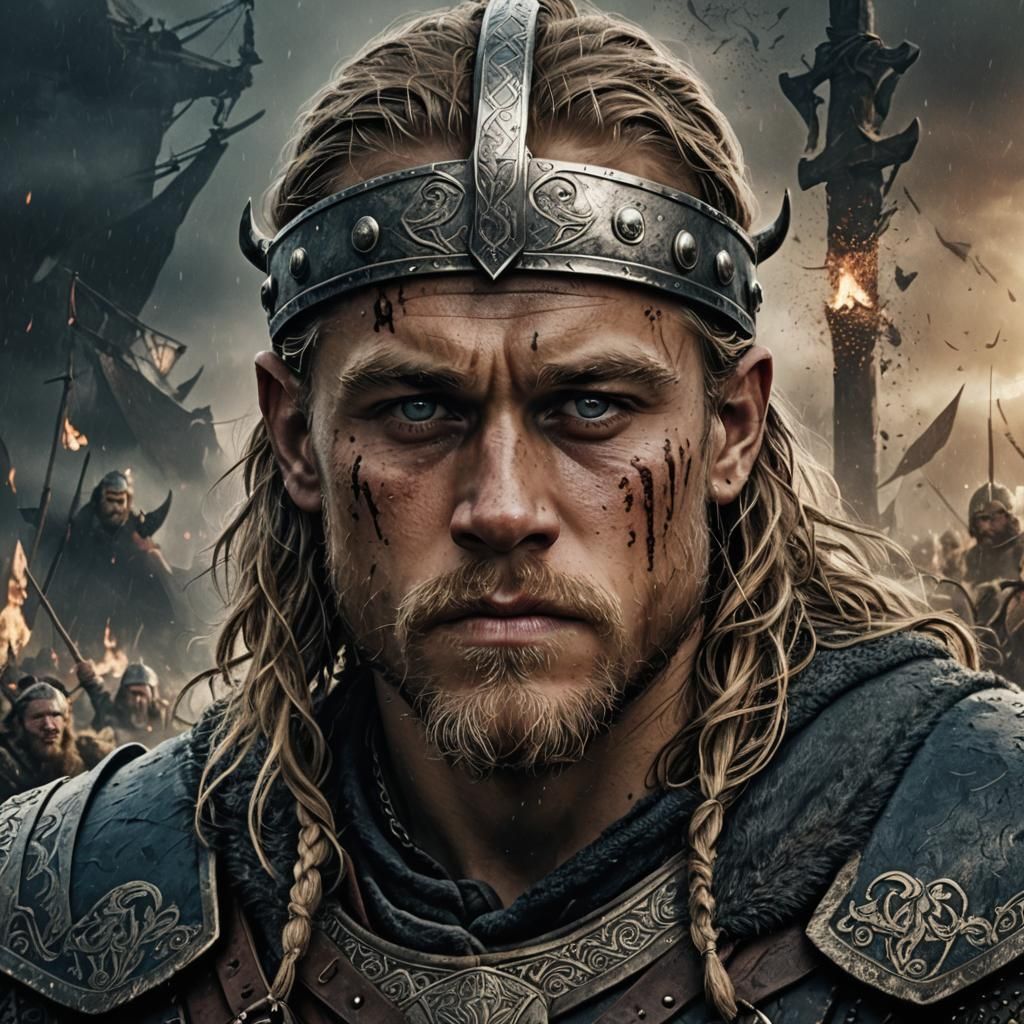 Viking Portrait: Charlie Hunnam in Dark Fantasy Style