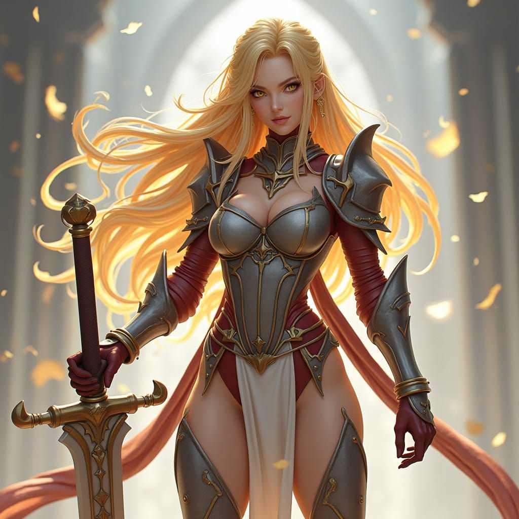 Anime-Inspired Warrior Maiden in Intricately Designed Armor