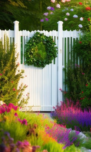 Charming Cottage Garden Gate in Romantic Impressionism Style