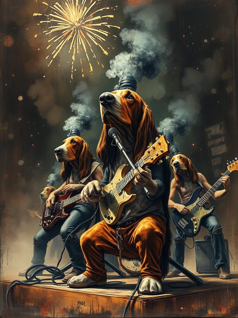 Bassett Hound Punk Band Performing Live